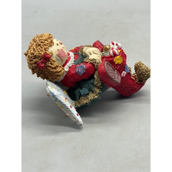 Christmas Ángel Raggedy Ann Stocking Hanger red green patch stars wings READ - Picture 6 of 8